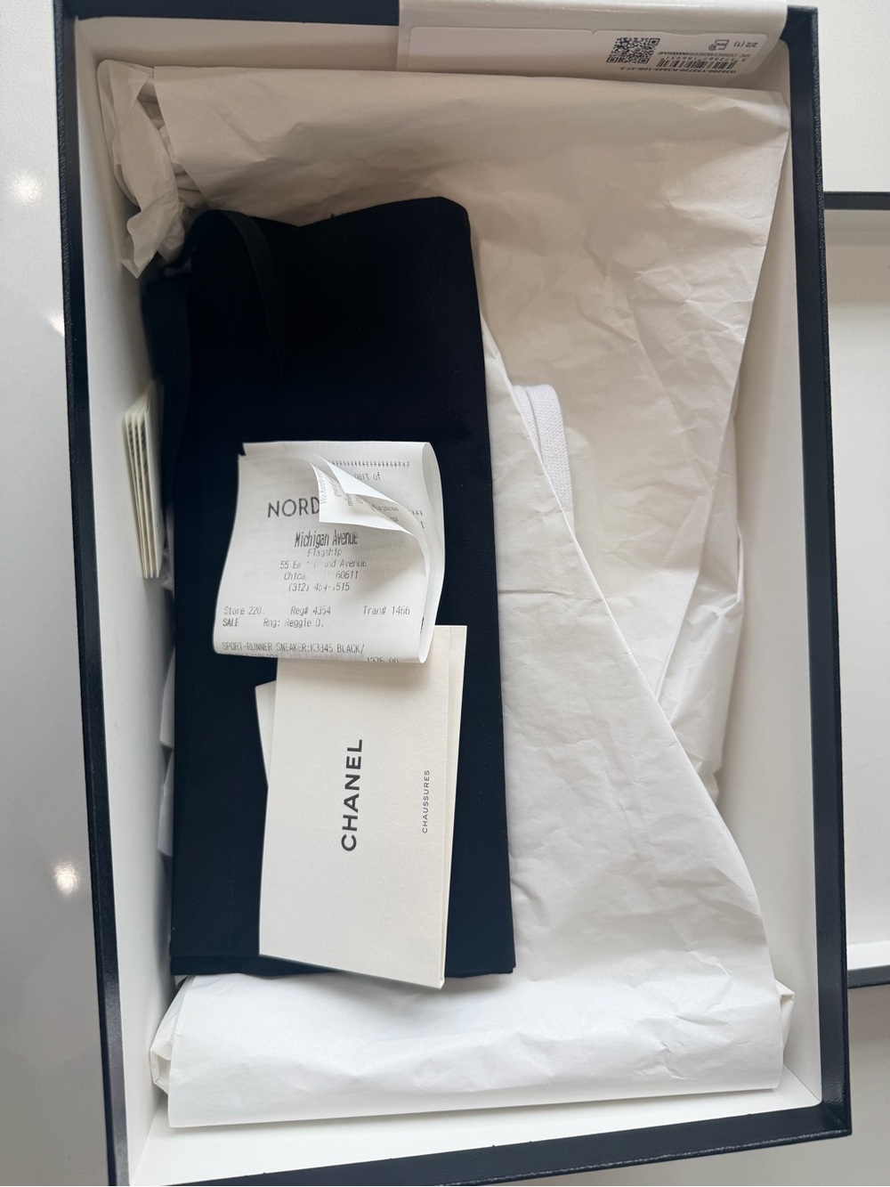 Chanel Black & White CC Logo Sneakers (Size 37.5) w/ Box & Receipt - Picture 6 of 7